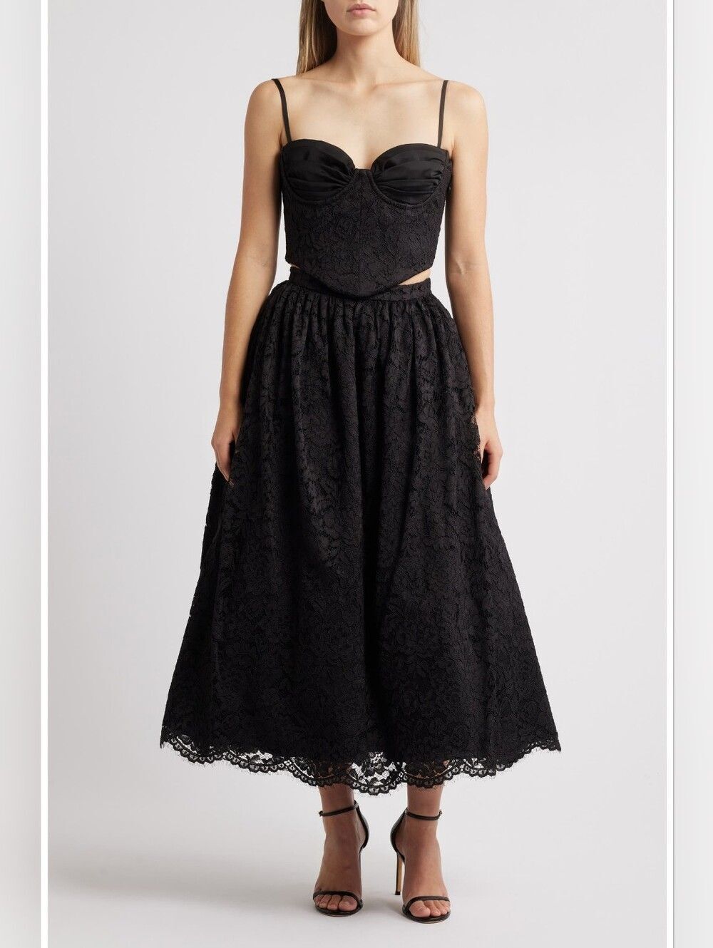 House of CB Duchess black lace corset, skirt and bolero midi dress Size Large - Picture 4 of 13
